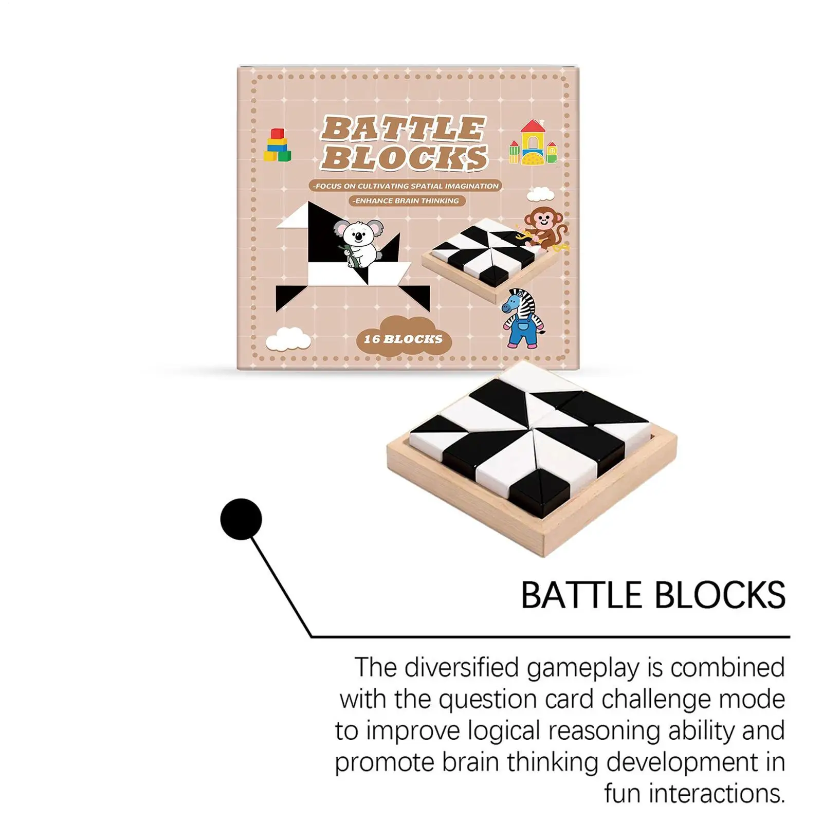 Block Puzzles Educational Assembly Puzzles Brain Teaser Games Early Education Jigsaw Logic Skill Training Toy For Preschoolers