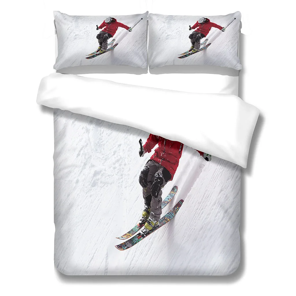 

HUANZHUANG Duvet Cover Super King Size 3D Snowboarding Prints 3 Piece Quilt Cover Printed Bedding Sets with Zipper Closure