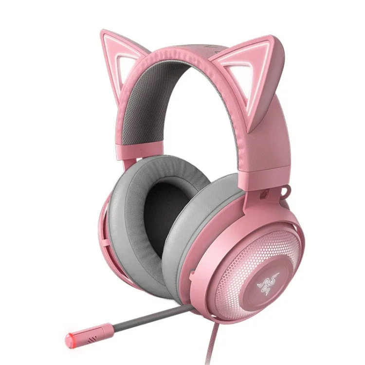 Original Razer Kraken Kitty Edition Symphony RGB USB Wired Active Noise Reduction Razer Headphone