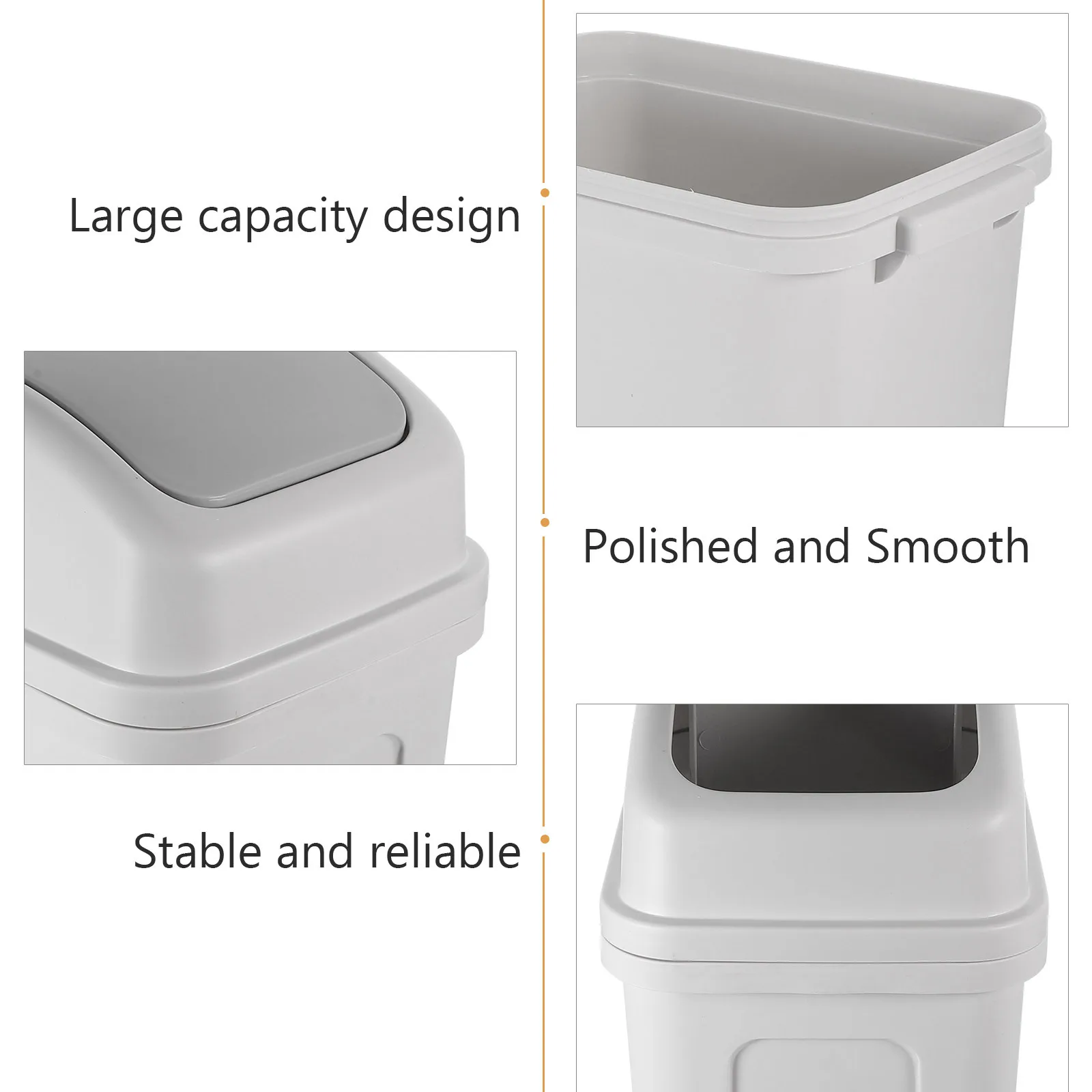 

Swing Lid Trash Can Thickened Plastic Large Volume for Kitchen Bathroom Nursery Room Garbage Bin Household Waste Container