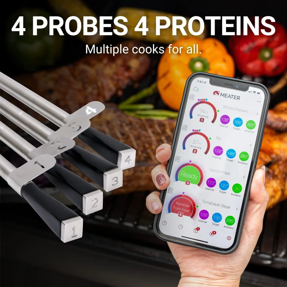 Block: 4-Probe Premium WiFi Smart Meat Thermometer | for BBQ, Oven, Grill, Kitchen, Smoker, Rotisserie | iOS