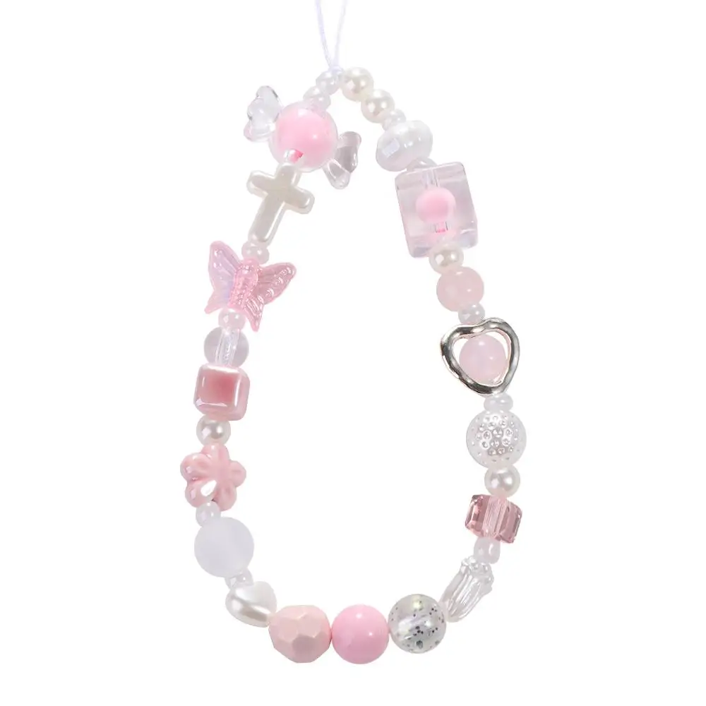 

Sweet Cool Y2k Phone Lanyard Pink Pearl Buttfly Style Cellphone Strap Bear Heart Star Phone Pendant Jewelry Gift