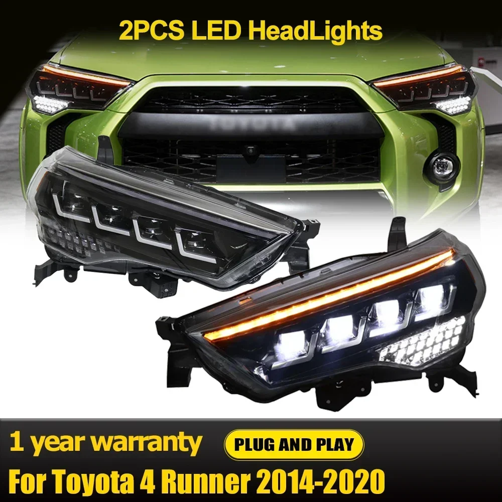 

Автомобильные стайлинговые фары для Toyota 4, фары Runner 2014-2020 4Runner, светодиодные DRL, линзы проектора с динамическим сигналом, автоаксессуары