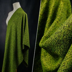 Moss green wool woolen woven fashionable fabric coat set clothing fabric