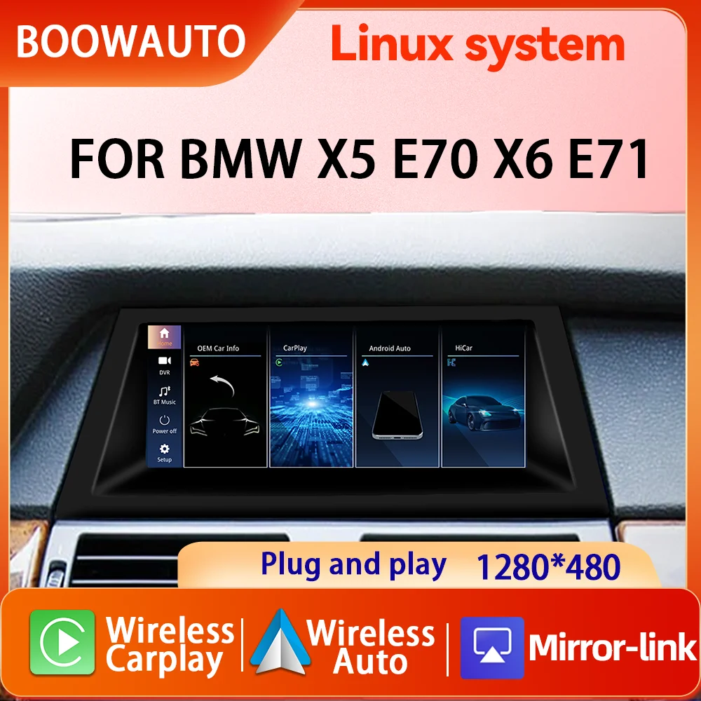Reproductor Multimedia inalámbrico Carplay para BMW X5 E70 X6 E71 CCC CIC, pantalla táctil BT, Monitor, Car Play, Android Auto, 8,8 pulgadas 1