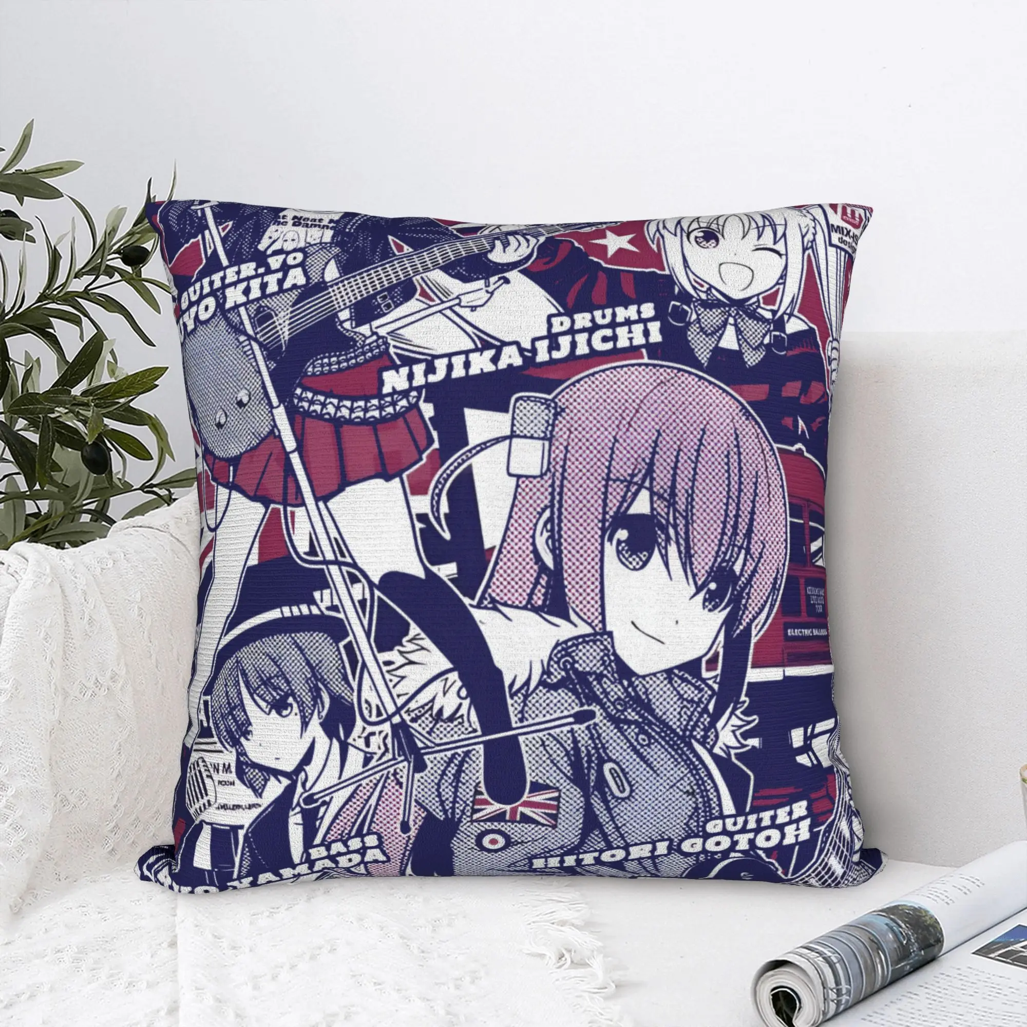 B-Bocchis the R-Rocks Throw Pillow Case Home Decoration Anime Cos Kessoku Band Punk Modern Cushion Cover Velvet Pillowcase