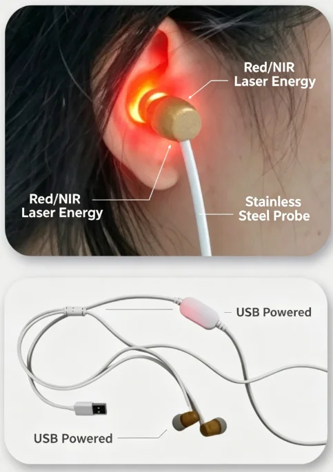 Stop Tinnitus Ringing Now! LLLT Ear Laser Therapy Device for Hearing Loss & Otitis Media