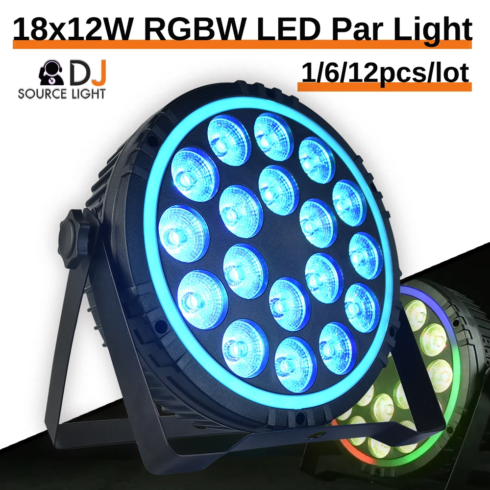 RGBW 18x12W LED Par Light Stage Effect Lighting with ring 6/10CH DMX512 Sound Activated Control for Performance Party home show