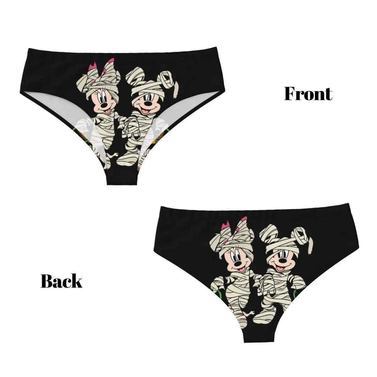 Slip personalizzati di Topolino Minnie Mouse Intimo da donna Mutandine di zucca di Halloween elasticizzate traspiranti