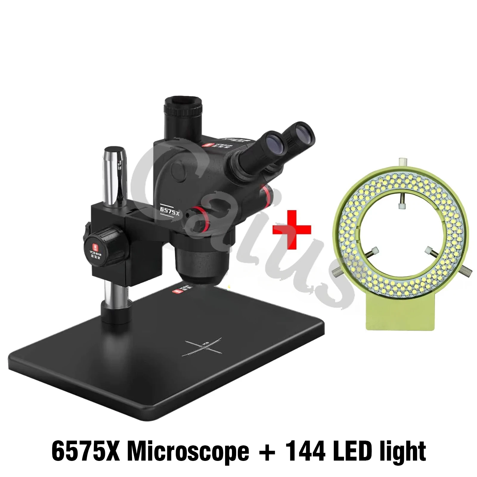 YCS 6575X مجهر ثلاثي العينيات فائق الدقة مع قاعدة كبيرة للهواتف PCB مجهر لحام 4K كاميرا 144 مجموعة أدوات إضاءة LED