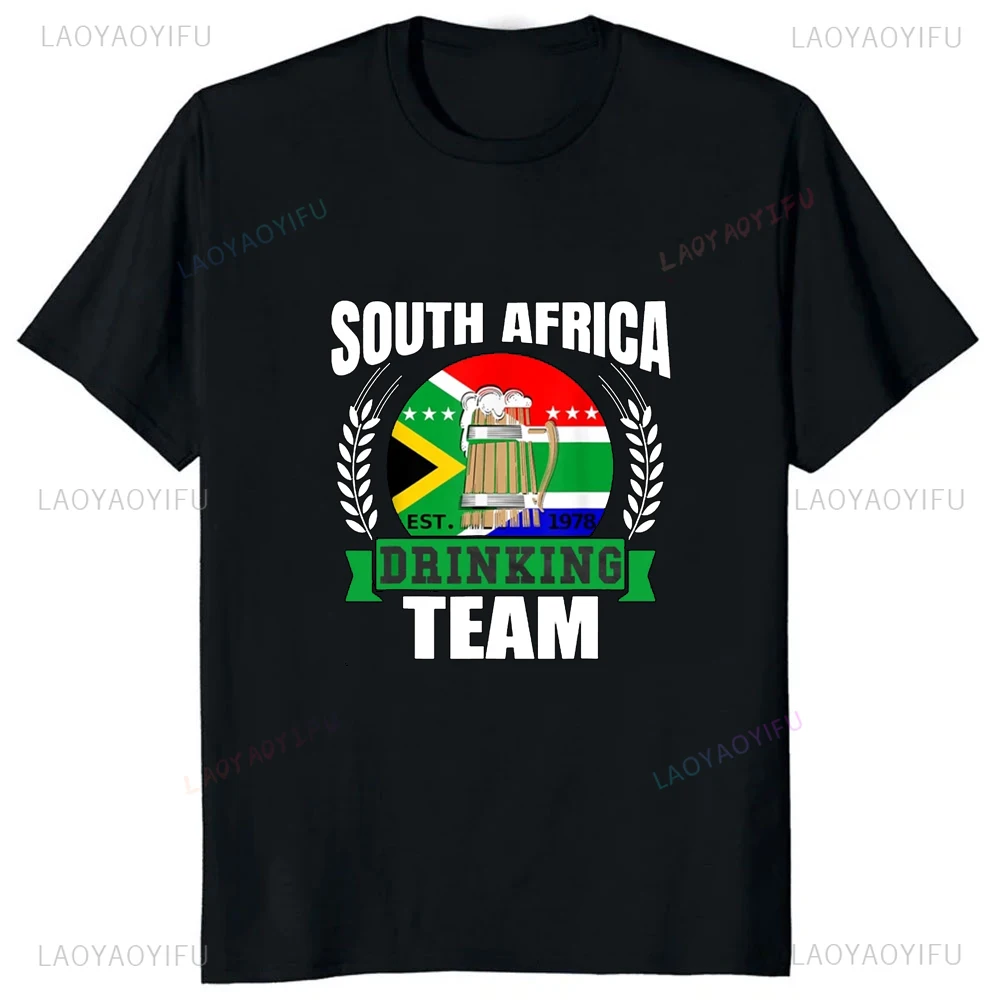 Funny African Flag Party Gift T-shirt South Africa Drinking Team Men T Shirt Summer Casual Fashion Loose Streetwear Hip Hop Tees