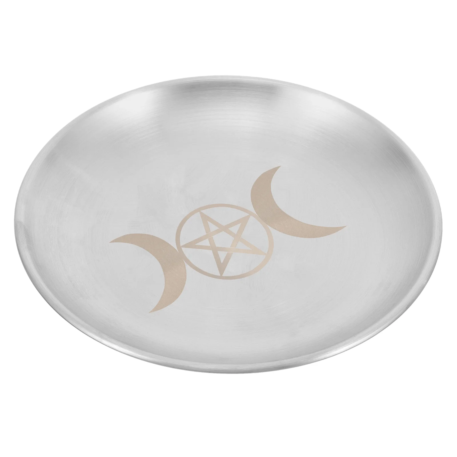 Pentagram Ceremony Tray Altar Table Centerpiece Stand Dining Snack Ritual Plate Stainless Steel Temple Decoration