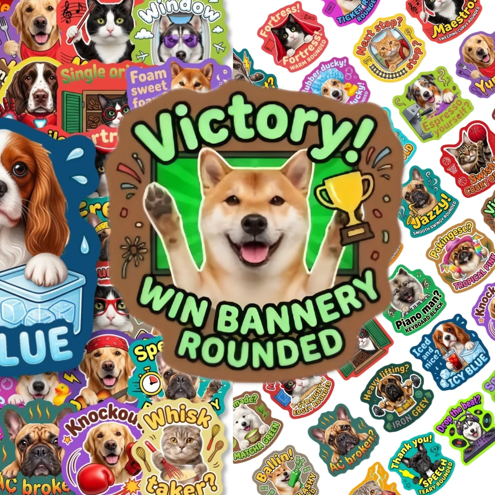 10/30/50PCS Cute Pet Dog Cat Meme Stickers Funny Game Slang Text Iced Tea DIY Decor For Phone Laptop Luggage Craft Gifts Sticker