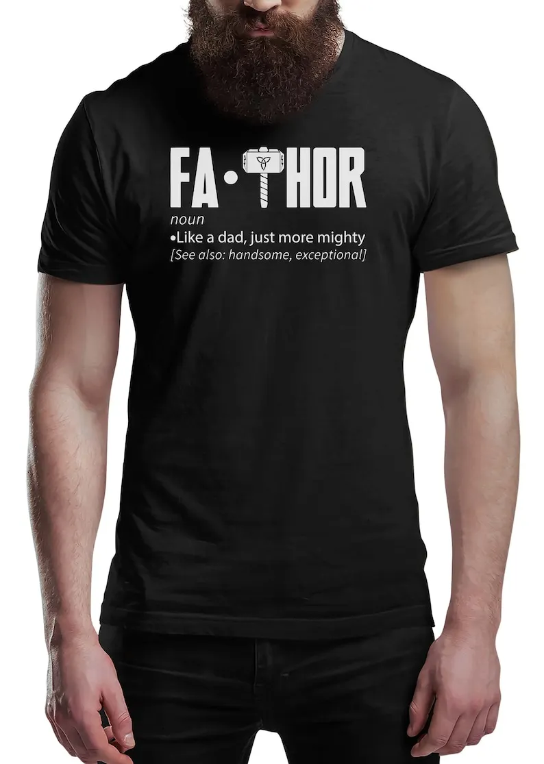 Fathers Day T Shirt FA-THOR FATHOR Mighty Superhero Men's Fun Gift Novelty Shirt