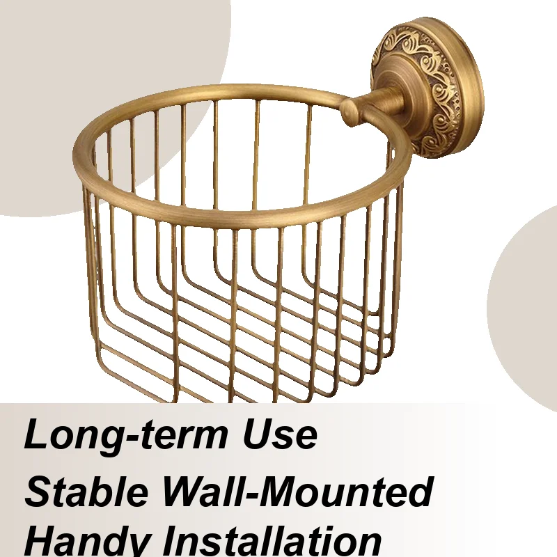 

Латунный держатель для рулона туалетной бумаги, настенный латунный рулон туалетной бумаги, корзина для салфеток, декоративный аксессуар для ванной комнаты в деревенском стиле