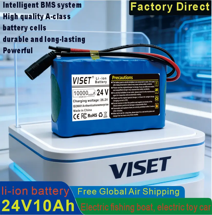 2026🌈New 24V 10Ah 18650 Lithium Battery 6S2P with BMS for Electric Tools toy car E-Sccooter Audio equipment  Camping light