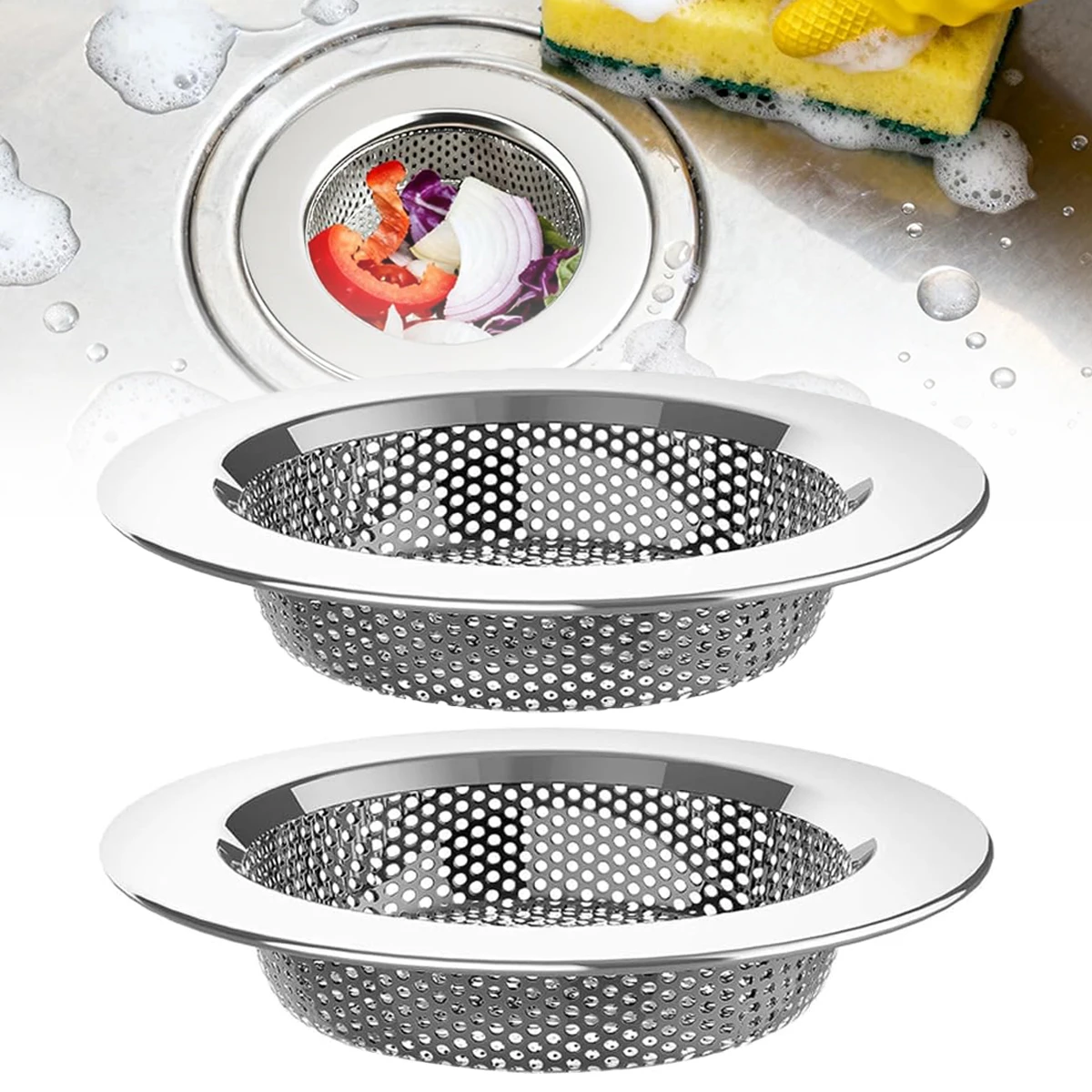 

Набор из 1/3/5 шт. универсальных сливных корзин из нержавеющей стали для раковины, устойчивых к ржавчине, для быстрого слива и легкой очистки
