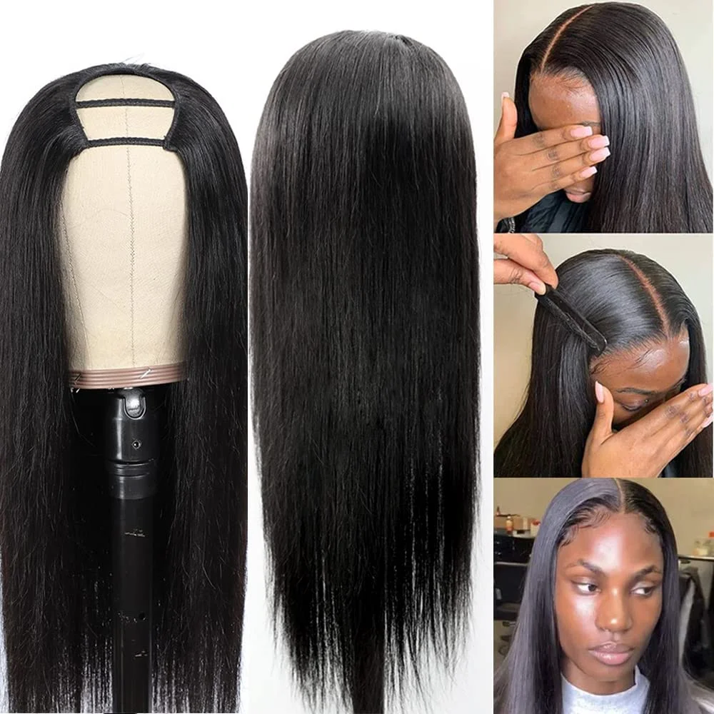 Brazilian Straight U Part Wigs For Women Human Hair 14-30 inch 150% Density Machine Made U Shape Wigs Straight Human Hair Wigs