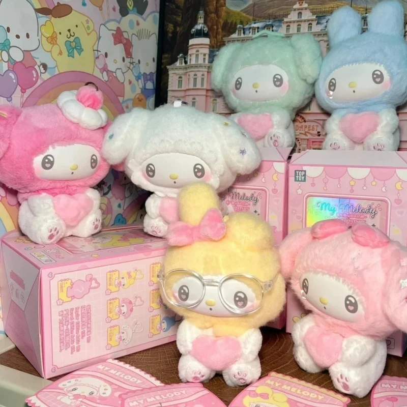 재고 있음 산리오 마이멜로디 50주년 기념 밀크캔디 시리즈 랜덤박스 비닐 인형 귀여운 가방 펜던트 미스터리 박스 장난감 선물
