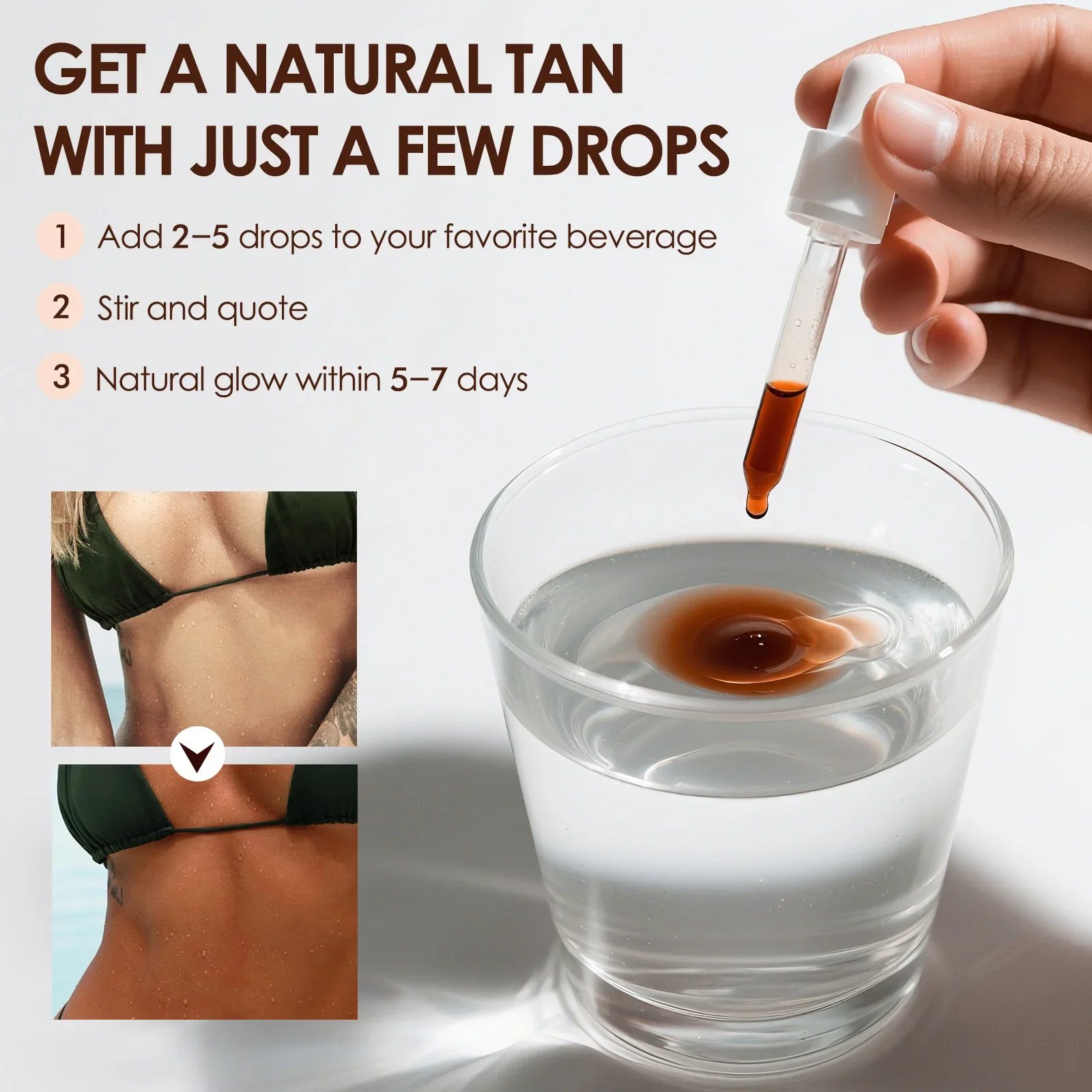 Vegan Sugar-Free Tanning Drink 60ml - Natural Oral Drops with Watermelon Flavor, Promotes Sun-Kissed Glow from Within. - view 4