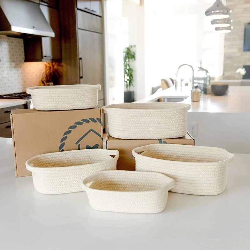Five Cotton Rope Storage Baskets for A Stylish and Organized Household Use Dropship