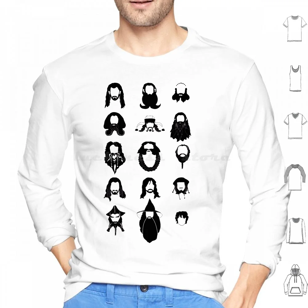 The Bearded Company Black And White Hoodie cotton Long Sleeve Thorin Dwarf Dwarves The Jrr Tolkien Facebook Movie Peter