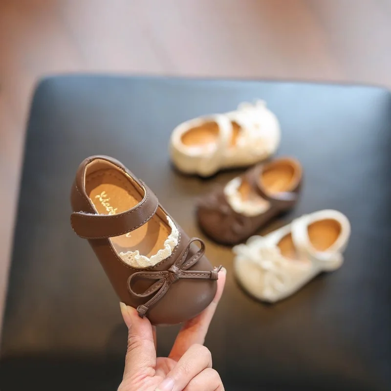 

Туфли Mary Janes Shoes Kid Leather Shoes 2025 Spring Cute Princess Shoes Soft Sole Baby Single Sweet Girl Kids