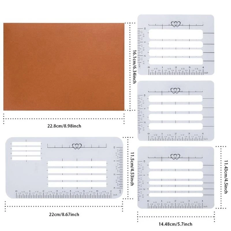 Picture 5: 4 Pcs Craft Addressing Guide Notebook Multi-use Letter Envelope Stencil Set Templates Rulers Diary Greeting Card