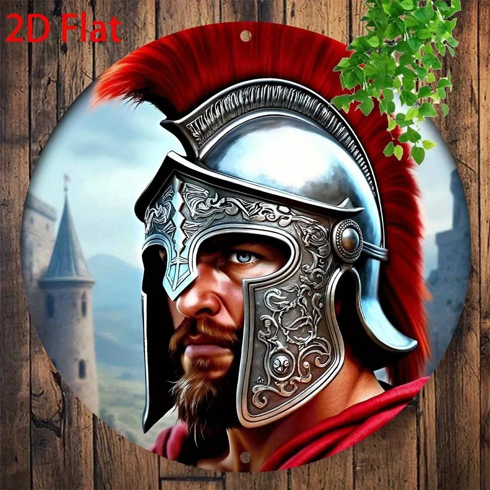 【2D Flat】 2D Flat, 1pc Roman Gladiator Helmet Metal Wall Art - Large Roman Numeral "XX" Design (20x20cm), Durable Iron Historica view 6