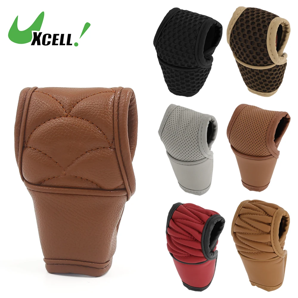 

UXCELL Borwn Faux Leather Non-Slip Cover Protector Sleeve For Car Manual Shift Knob for most car shift knob
