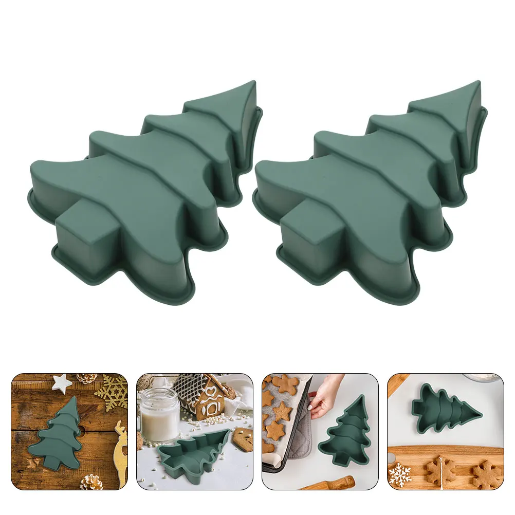 

2 Pcs Christmas Tree Cake Mold Fondant Silica Gel Molds for Baking Silicone Holiday