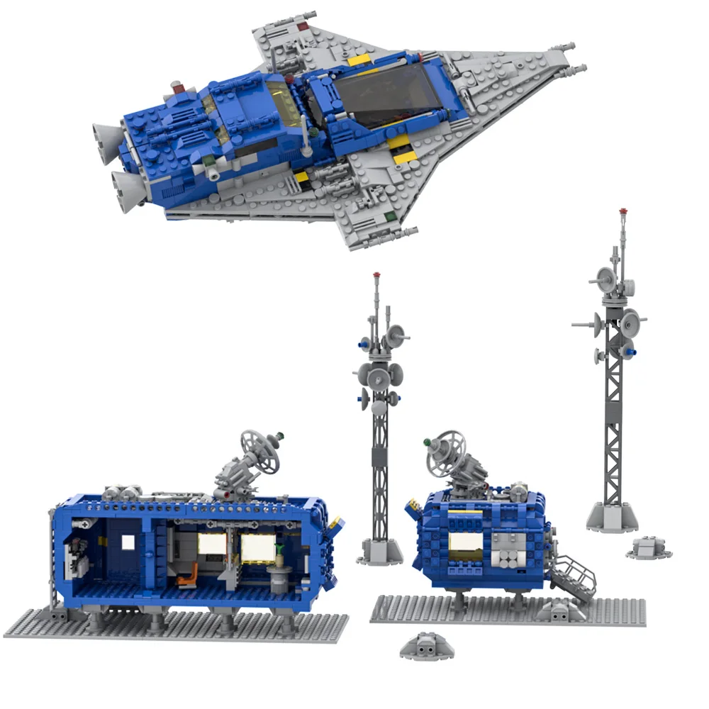 Gobricks MOC Classic Blue Space Series Base Building Blocks Model Explorations Spacecrafteds Bricks Assembled Toy Children Gift