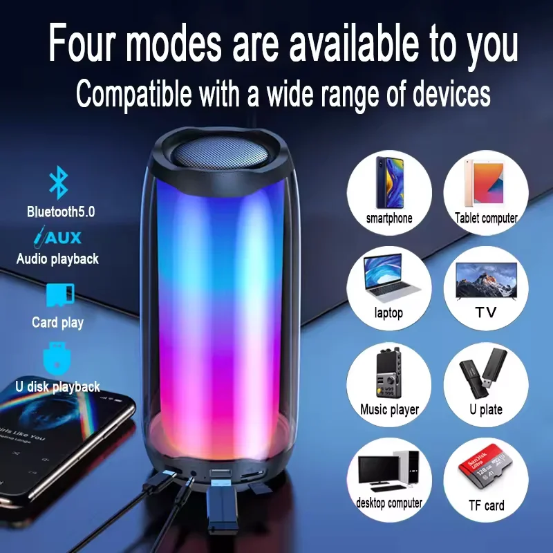 Flash RGB Light Subwoofer Bocina Bluetooth Speaker Audience Caixa De Som TWS Wireless Portable PartyBox 3D Surround Sound System