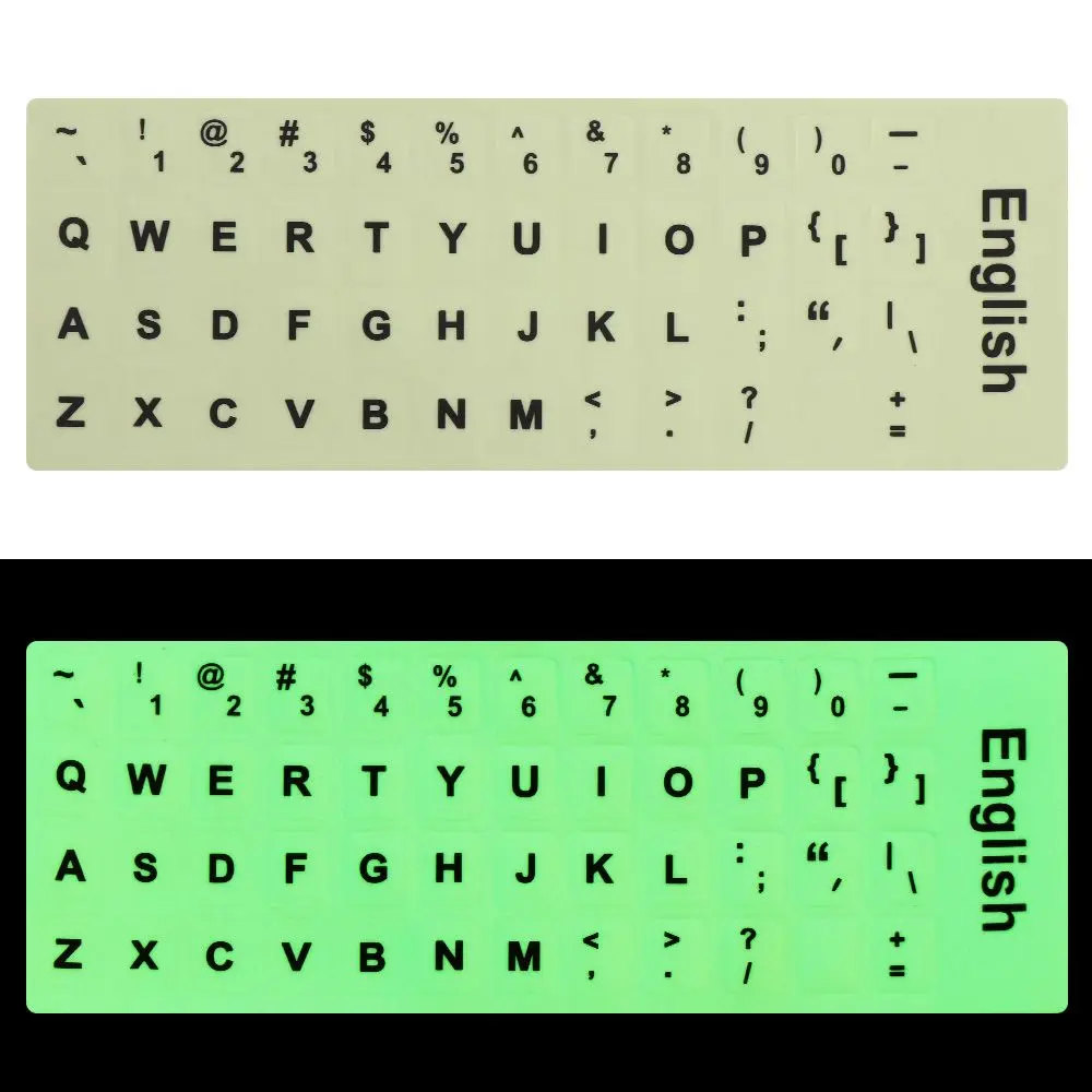 

Wear-resistant Multiple Language Deutsch Russian Letter English Keyboard Stickers Luminous Alphabet Layout Protective Film