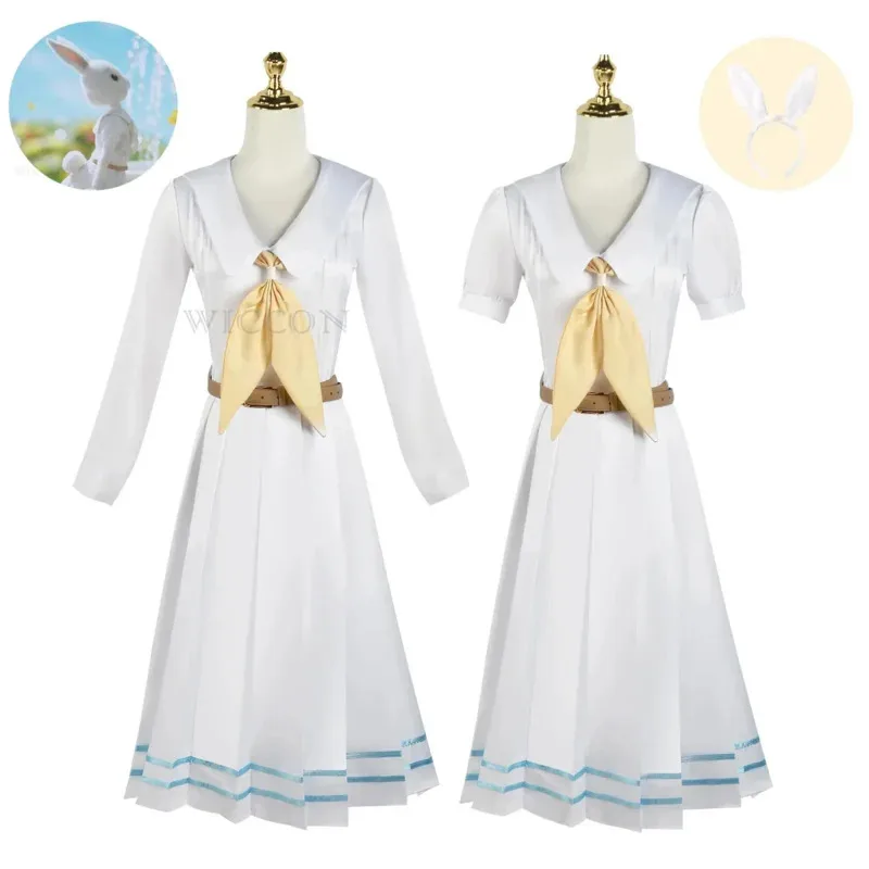 

Anime beastars jingle Hal cosplay costume lolita dress JK uniform jingle wig ears White Rabbit Halloween costume for women
