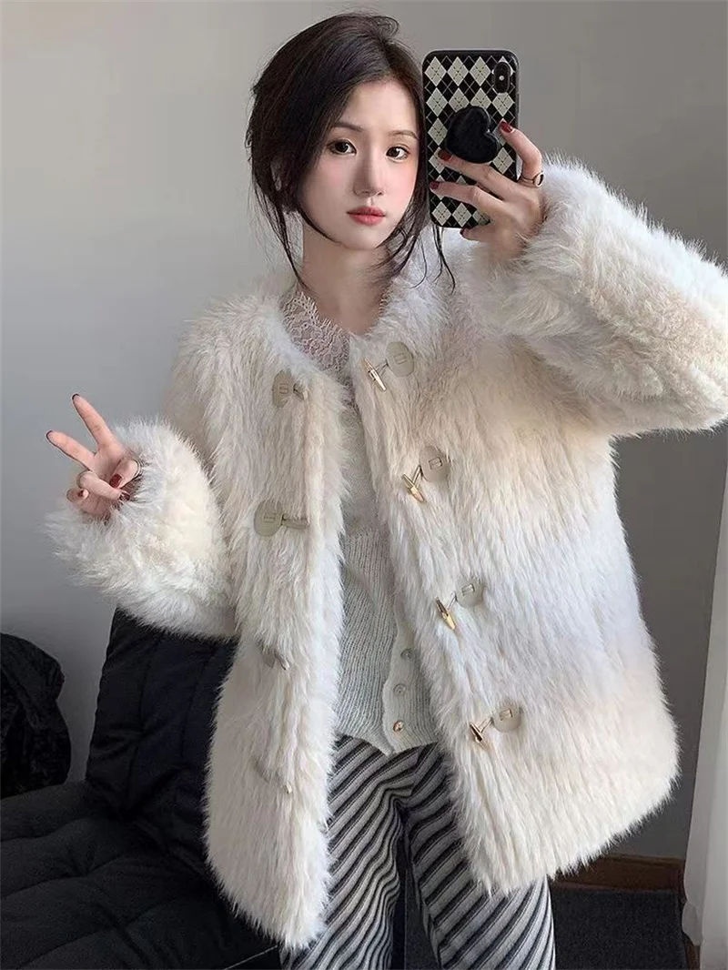 New Style Simple Fashionable Tuscan Super Immortal Style Popular Solid Color One Piece Thickened Knitted Coat Women\'s Lazy Style
