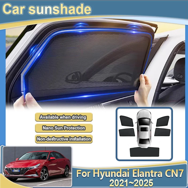 

Для Hyundai Elantra CN7 i30 седан 2021 ~ 2025 2023 сетчатый козырек от солнца теплоизоляционные козырьки светоблокирующие шторы автомобильные аксессуары