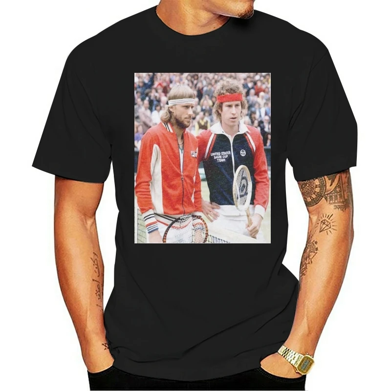 John Mcenroe Bj ? Rn Borg Tennist Summer Novelty Shirt 100% Cotton Men Unisex T Shirt 2040 Men Printing Short Sleeve O Neck