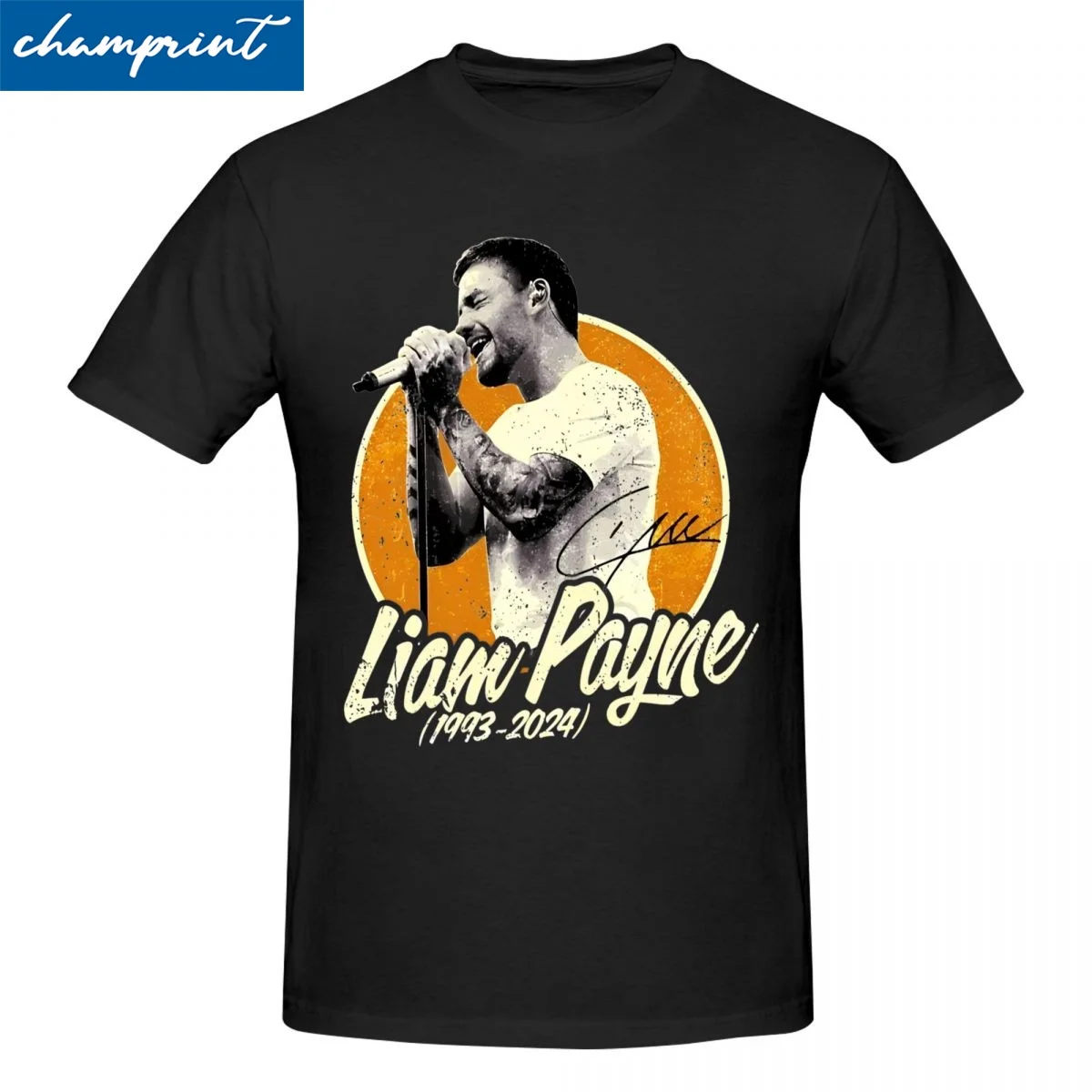 Liam Payne Tshirts Men's Cotton Top Tee Retro Round Neck Short Sleeve