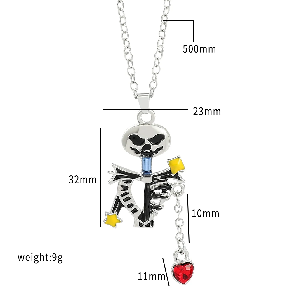 Disney The Nightmare Before Christmas Necklace Jack Skellington Sally Love Heart Neck Chain For Women Girls Jewelry Gifts