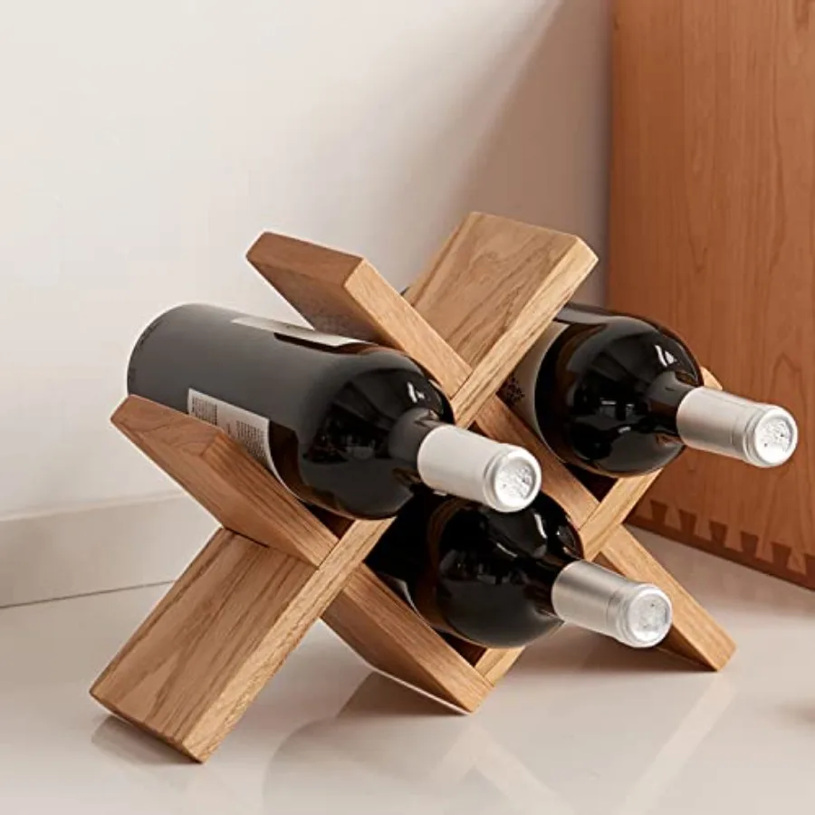 

Wine Rack Countertop Solid Wood Wine Organizer Rack 4 Bottles Holder for Wine Drinks Beer Suit for Home Bar Kitchen Cellar Base