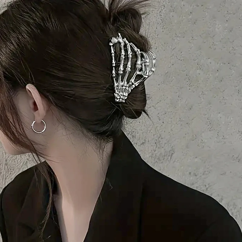 Fashion Gothic Skeleton Anti-slip Metal Hair Clip Headwear For Women Girls Ponytail Hair Claw Halloween Hair Accessories Gifts