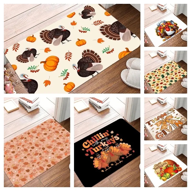 Thanksgiving Non-Slip Waterproof Doormat Easy Clean Entrance Floor Mat Home Decor Durable Minimalism So Fashion and Beautiful