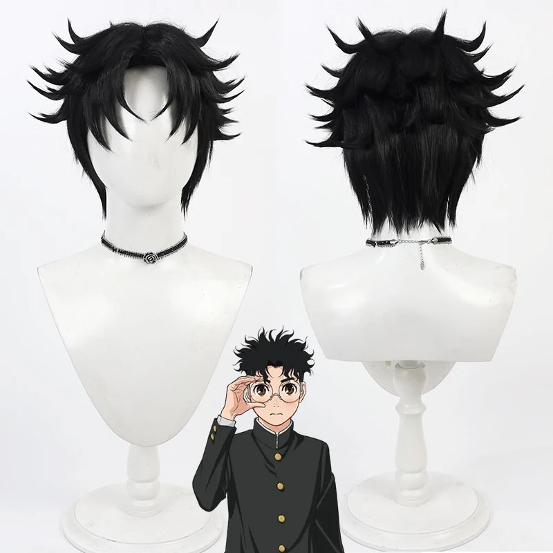 Ken Takakura Anime Cosplay Wig Glasses Anime Black Curly Short Hair Okarun Momo Ayase Halloween Party Women Men Prop