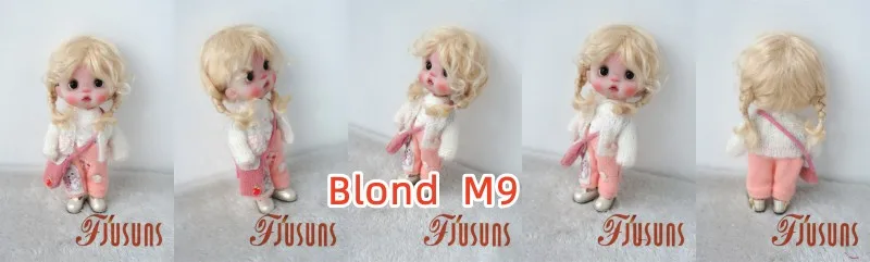 JD644 4-5inch 5-6inch Messy Baby Curly Mini Twintail Mohair BJD Wigs 1/8 1/12 OB11 Lati Yellow Doll Accessories