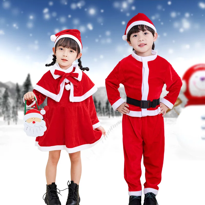Klassisches rotes Weihnachts mann kostüm für Jungen und Mädchen, ein beliebtes Weihnachts outfit