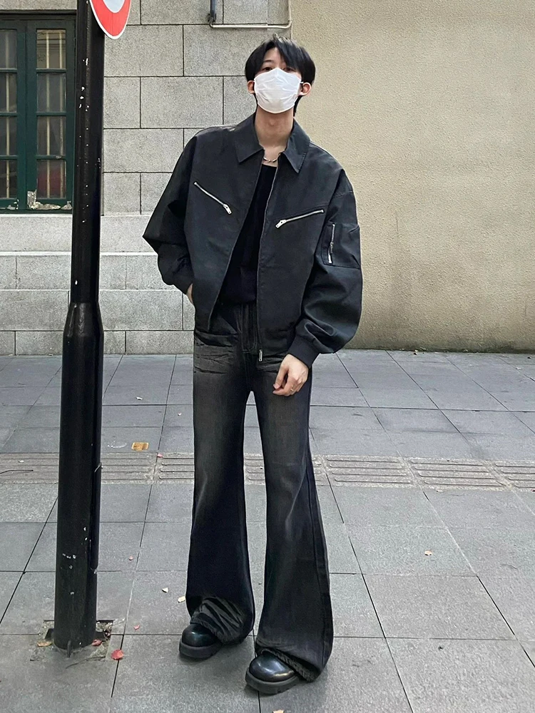 

Bla ey Men's Jeans Oversize American High Street Straight Leg Floor-Length Bell Bot Long Trousers Youth Faion