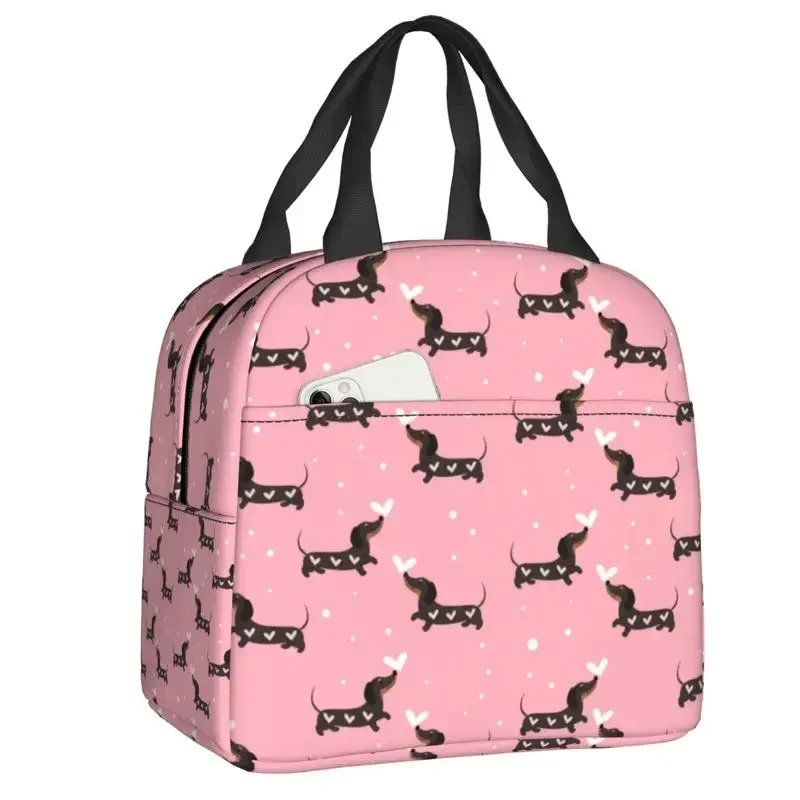 Sausage Dog Insulated Lunch Bags for Women Dachshund Portable Cooler Thermal Bento Box Work School Travel