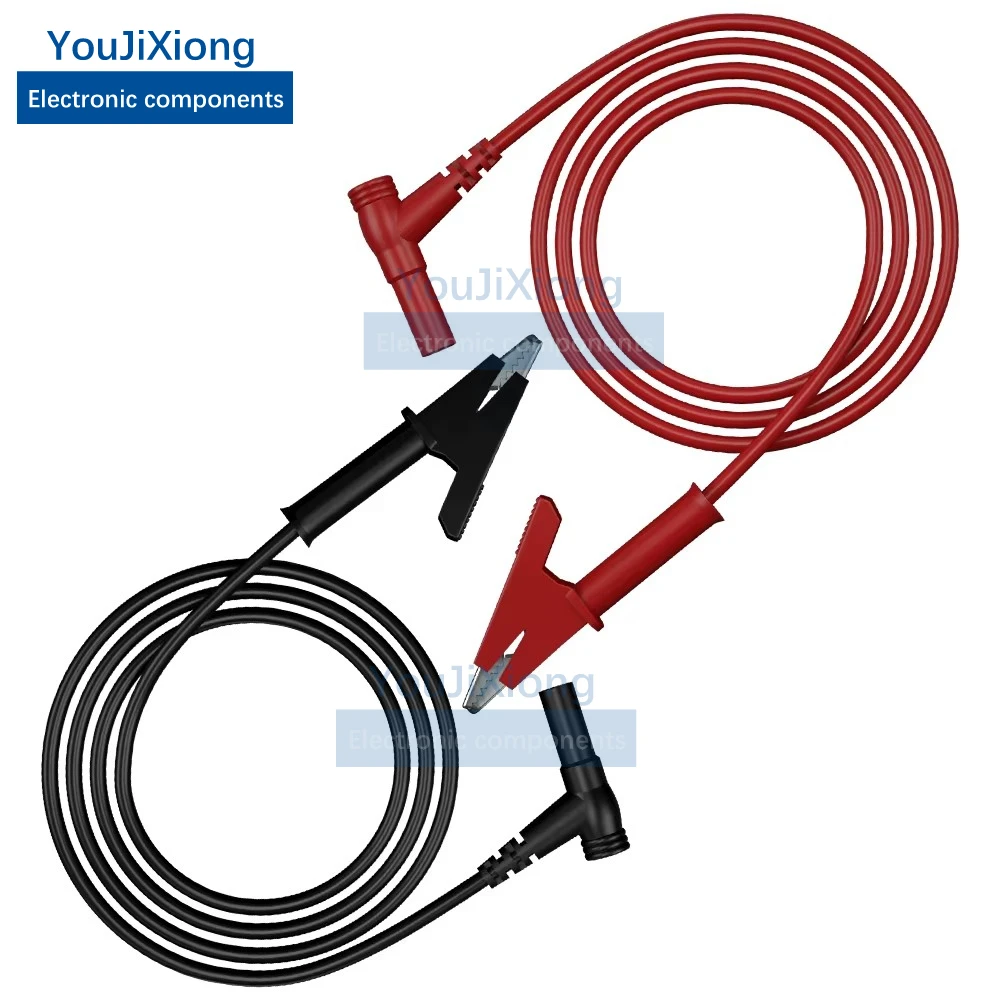 20A Pure Copper High Voltage Resistant Multimeter Connecting Cable 4mm Banana Plug Semi-closed Alligator Clip Test Cable 1m