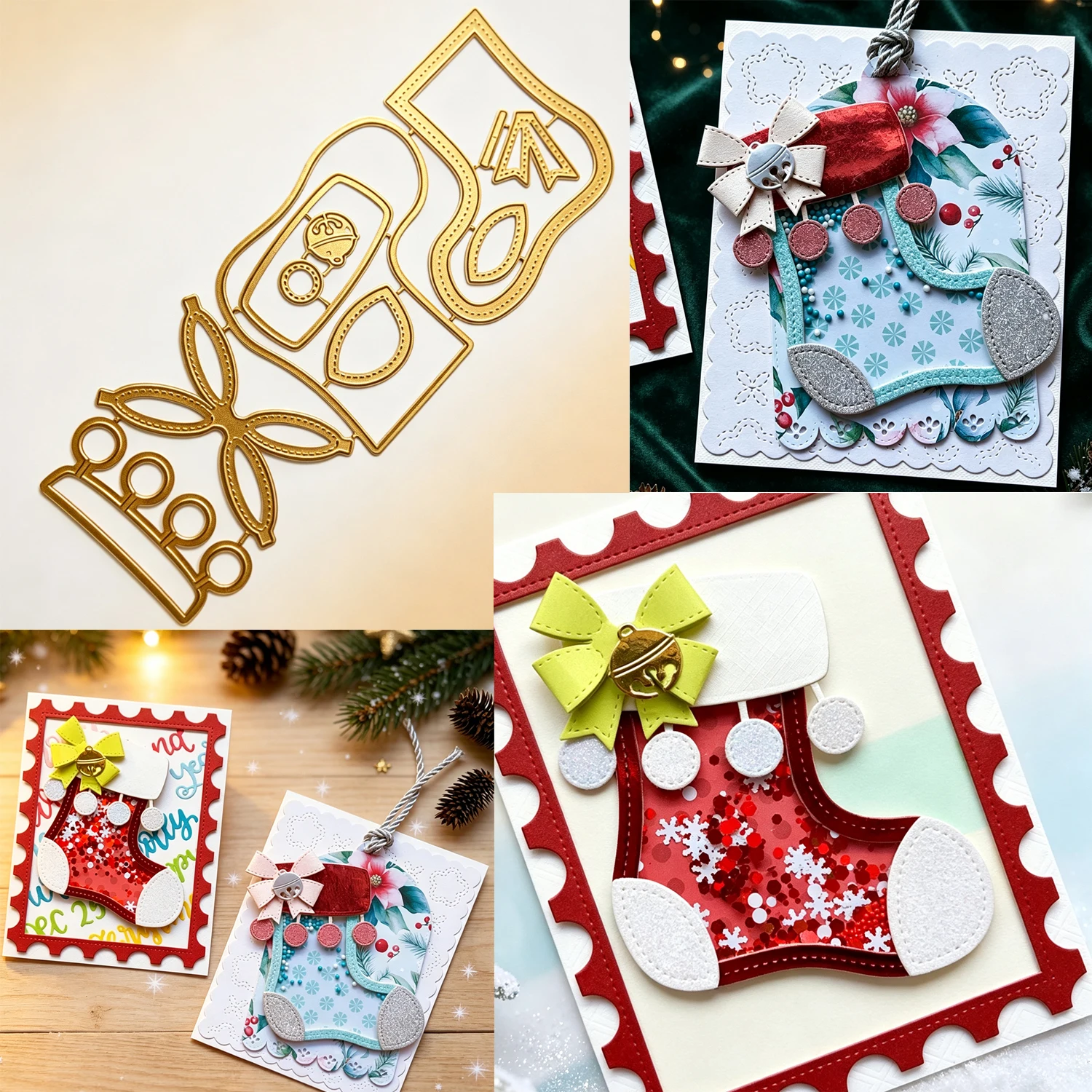 Alinacutle Christmas Stocking Metal Cutting Dies For Merry Christmas Shaking Card Making, Scrapbooking,Junk Junal, Pape Craft